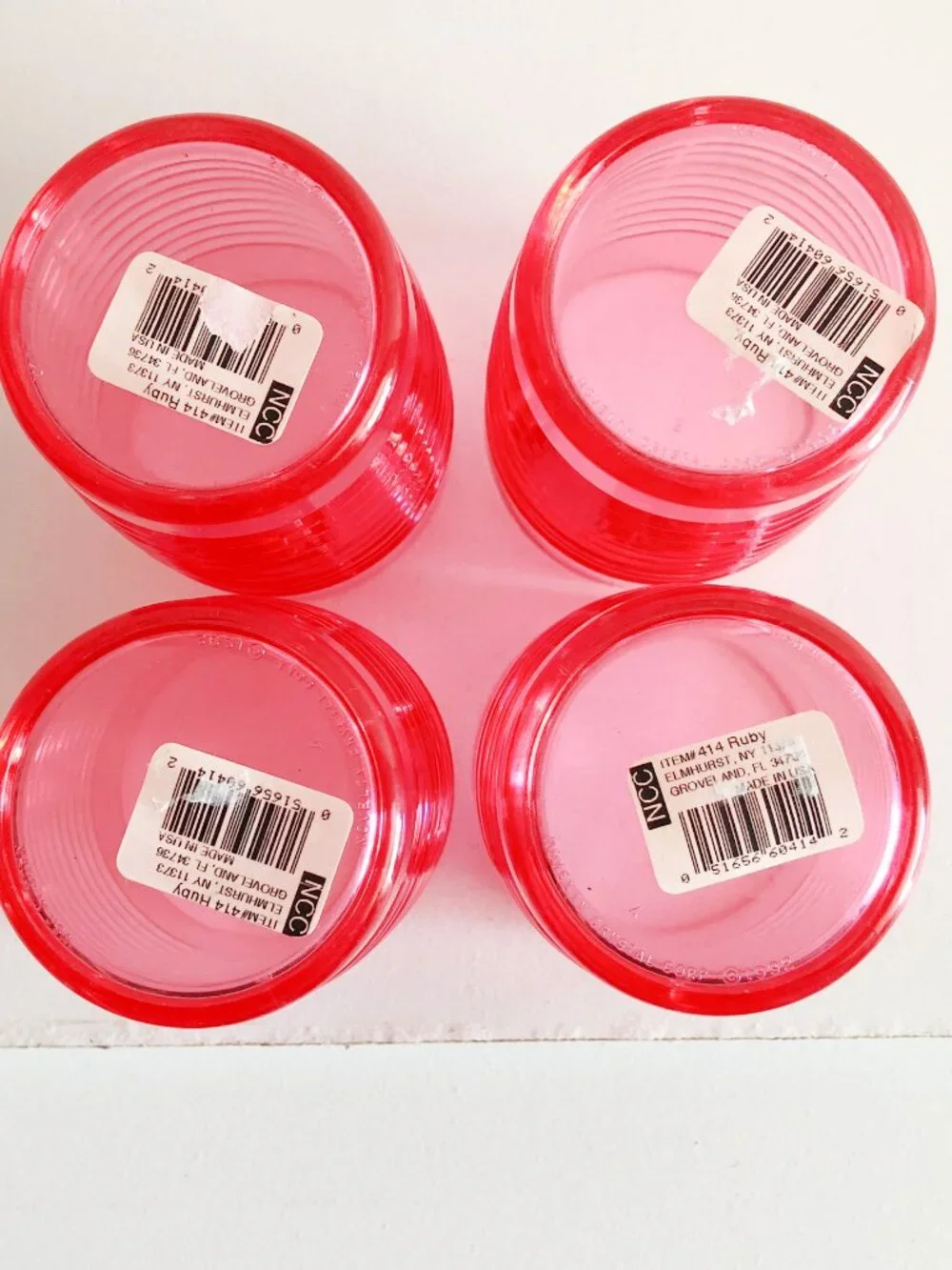 Vintage 80s Marshall Fields Ruby Red Acrylic Juice Cups
